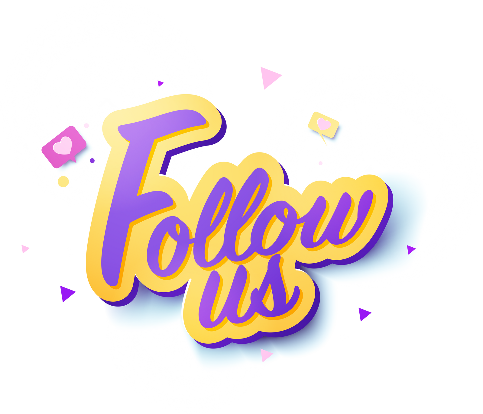 Colorful follow us and button.